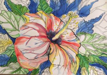 375x266 Saatchi Art Hibiscus Flower Painting By Maria Venter - Hibiscus Flower Painting Acrylic