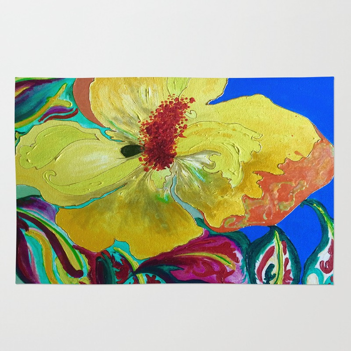 700x700 Birthday Acrylic Yellow Orange Hibiscus Flower Painting With Red - Hibiscus Flower Painting Acrylic