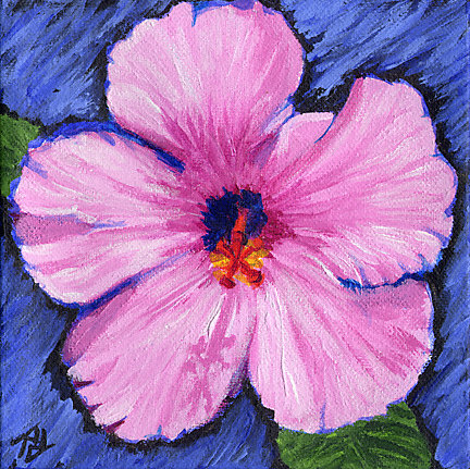 432x431 Hawaii Hibiscus Wall Art, Original Floral Painting, 6x6 - Hibiscus Flower Painting Acrylic