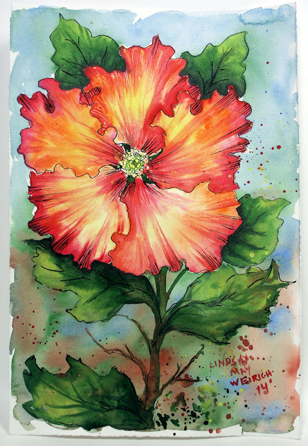 600x869 Let's Paint A Hibiscus In Watercolor! The Frugal Crafter Blog - Hibiscus Painting