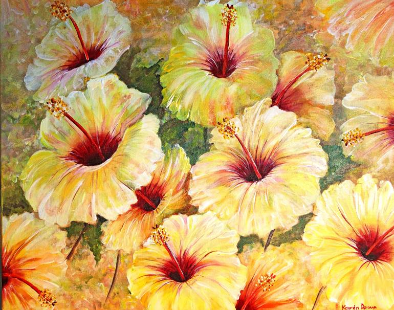 770x606 Saatchi Art Yellow Hibiscus Painting By Karin Best - Hibiscus Painting