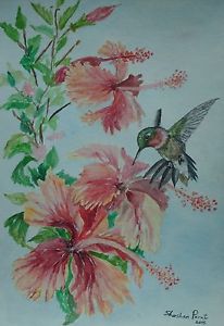 206x300 Watercolor Original Painting - Hibiscus Painting