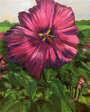 300x371 Floral Hibiscus Original Oil Painting On Canvas, Beacon - Hibiscus Painting