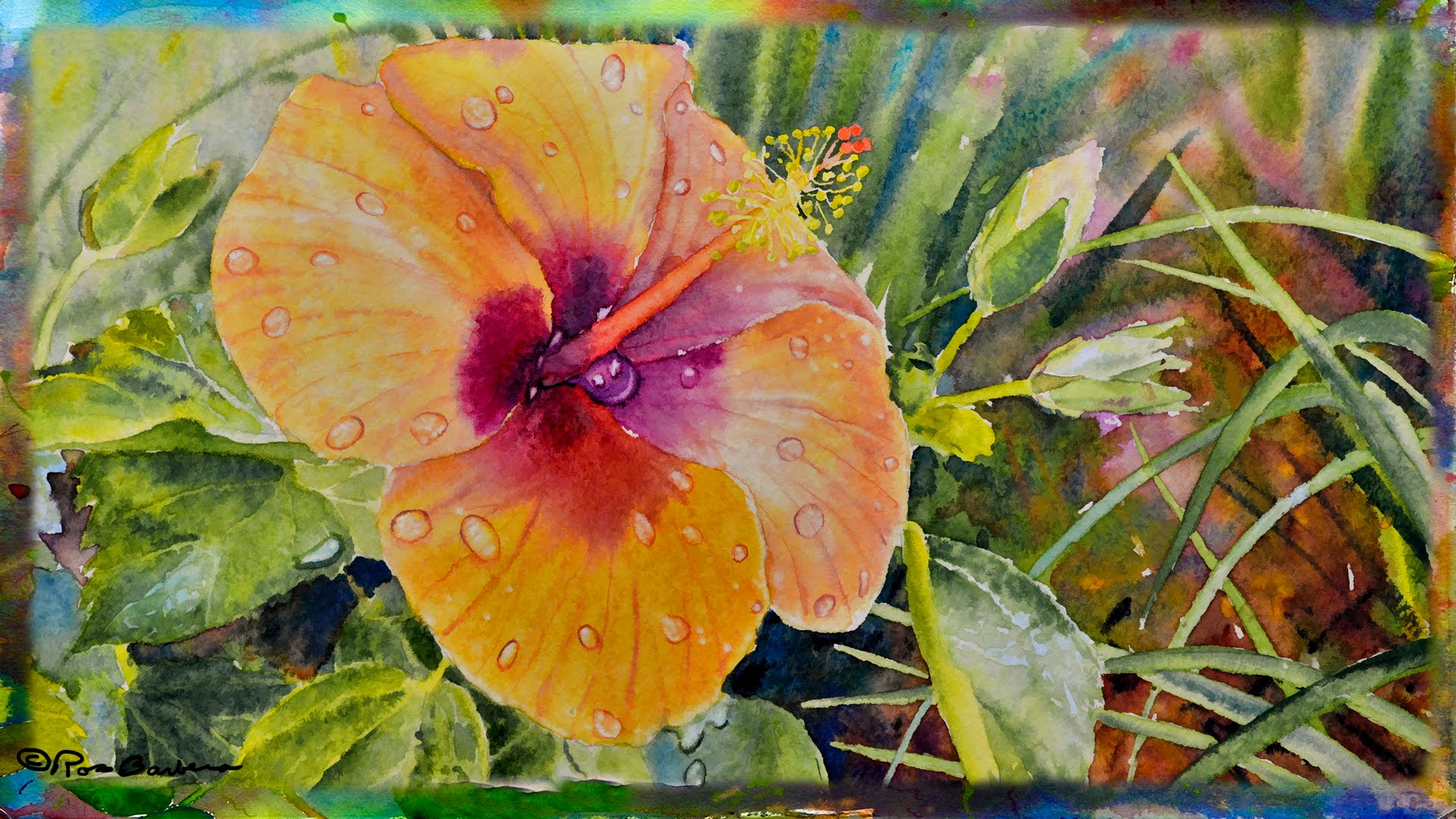 1920x1080 How To Paint The Orange Hibiscus Flower In Watercolor, Part 1 - Hibiscus Watercolor Painting