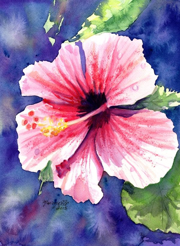600x819 Original Watercolor Painting - Hibiscus Watercolor Painting