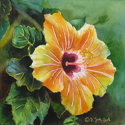 425x423 Yellow Hibiscus Watercolor Amp Oil Paintings Of Roses And Flowers - Hibiscus Watercolor Painting