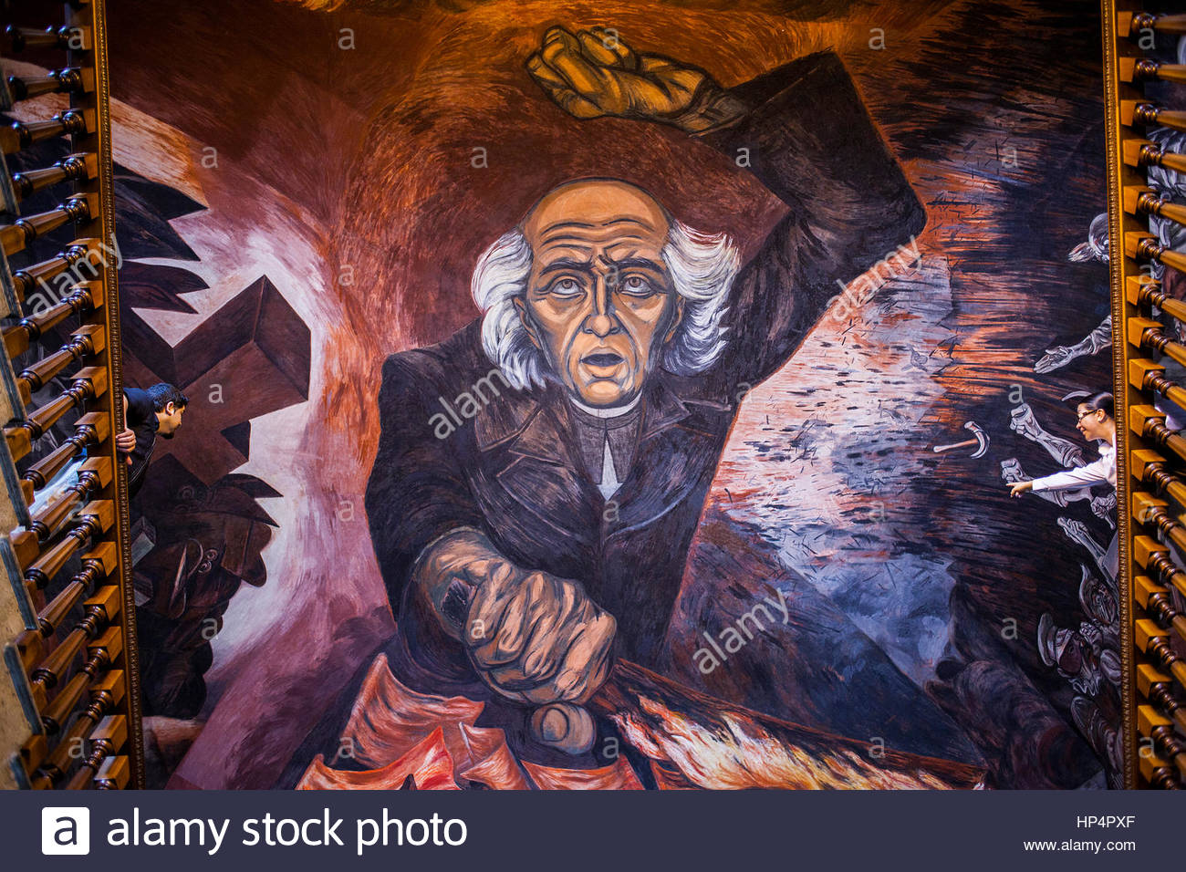 1300x956 Hidalgo' Mural Painting By Clemente Orozco Over The Main - Hidalgo Painting