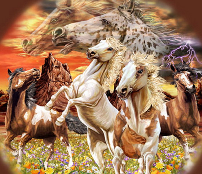 700x603 Hidden Horses Visual Illusion Weird Optics - Hidden Horses Painting