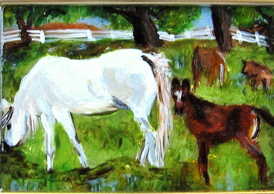 900x639 Horses Of Hidden Valley Painting By Sherri Trout - Hidden Horses Painting
