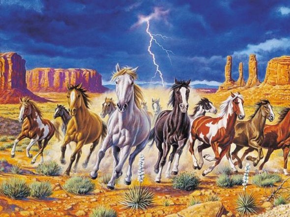 590x442 31 Amazing Galloping Horses Paintings - Hidden Horses Painting