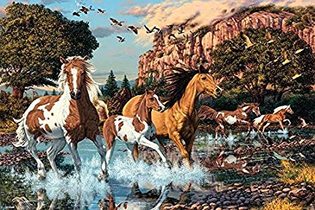 450x300 Art Maxi Poster Featuring A Stunning Landscape Of Hidden Horses - Hidden Horses Painting