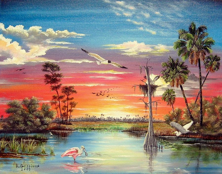 900x704 Hidden Refuge Sunset Painting By Riley Geddings - Hidden Painting