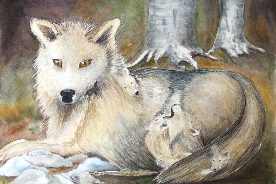 900x599 Hidden Wolves Painting By Eileen P Devery - Hidden Painting
