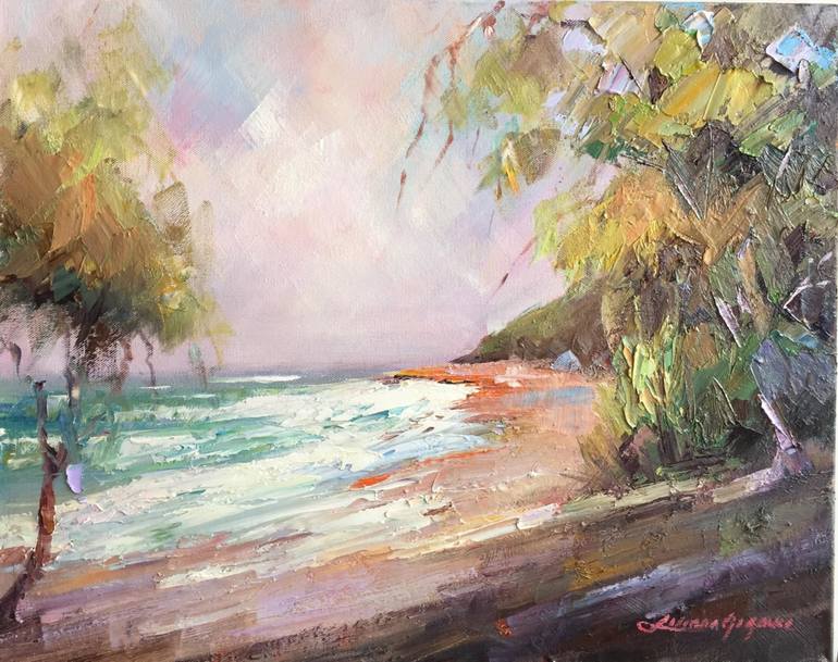 770x609 Saatchi Art Hidden Beach Painting By Liliana Gigovic - Hidden Painting