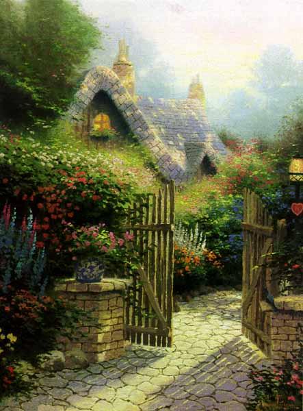 443x600 Thomas Kinkade Hidden Cottage Ii Painting Framed Paintings For Sale - Hidden Painting