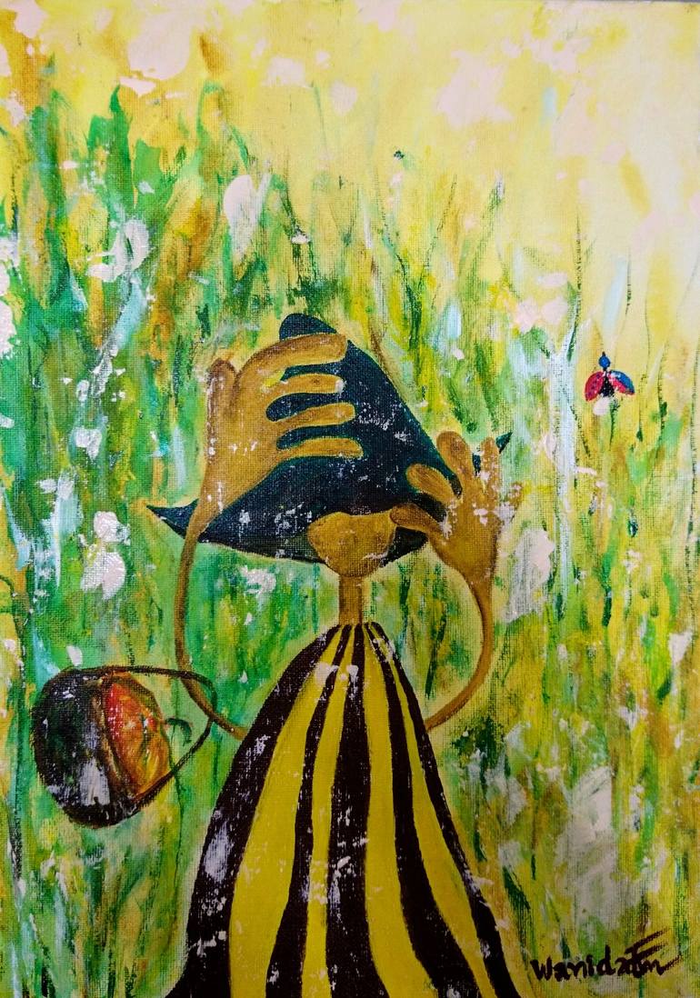 770x1098 Saatchi Art Hide And Seek (Scarecrow And His Little Bird - Hide And Seek Painting