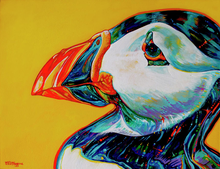900x692 Bay Bulls Puffin Painting By Derrick Higgins - Higgins Painting