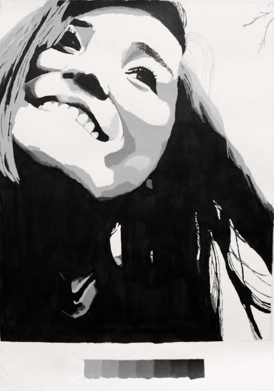 564x806 High Contrast Self Portrait Paintings Great Way To Start - High Contrast Painting
