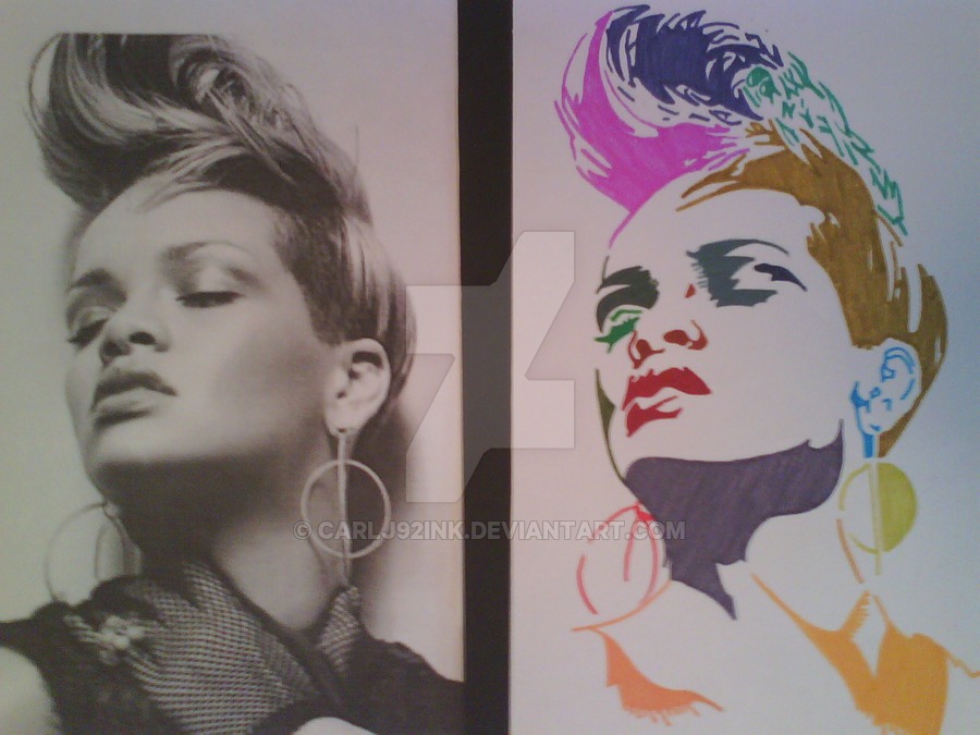 900x675 Rihanna High Contrast Color By Carlj92ink - High Contrast Painting