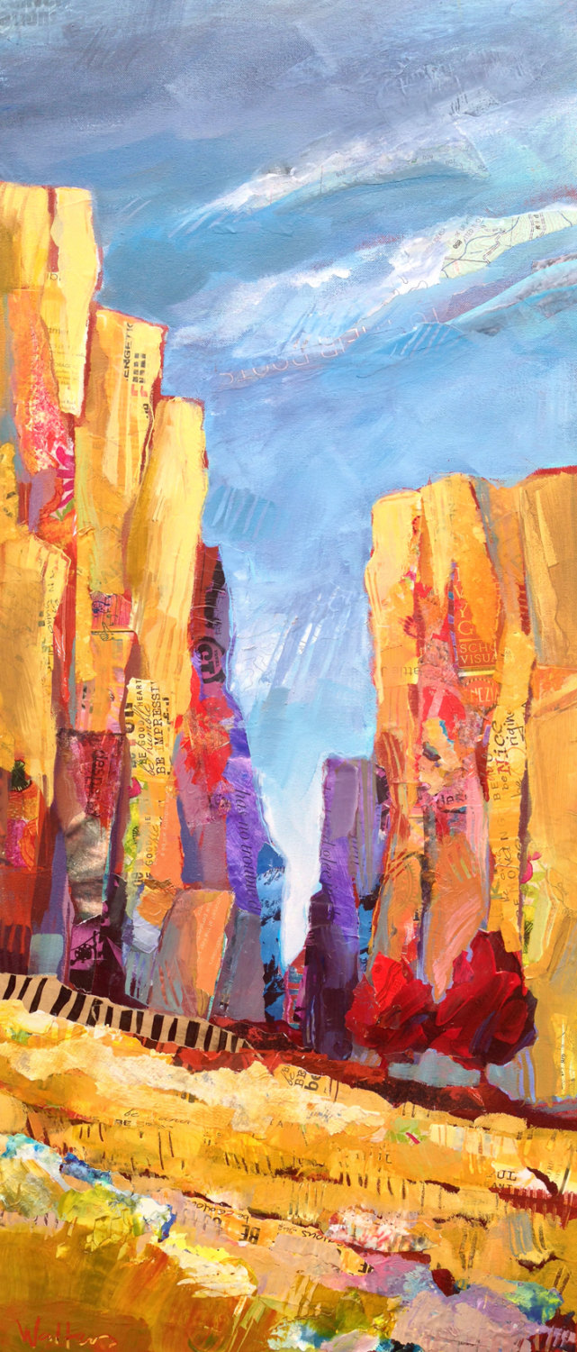 641x1500 Rocks On The Oregon High Desert Original Landscape Painting - High Desert Painting