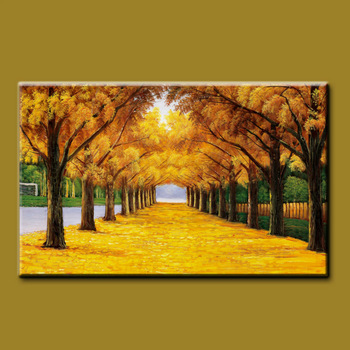 350x350 Famous High Quality Hand Painted Golden Trees Natural Scenery Art - High Quality Painting