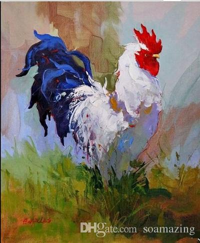 400x485 Framed Pure Handpainted Animal Rooster Portrait Art Oil Painting - High Quality Painting