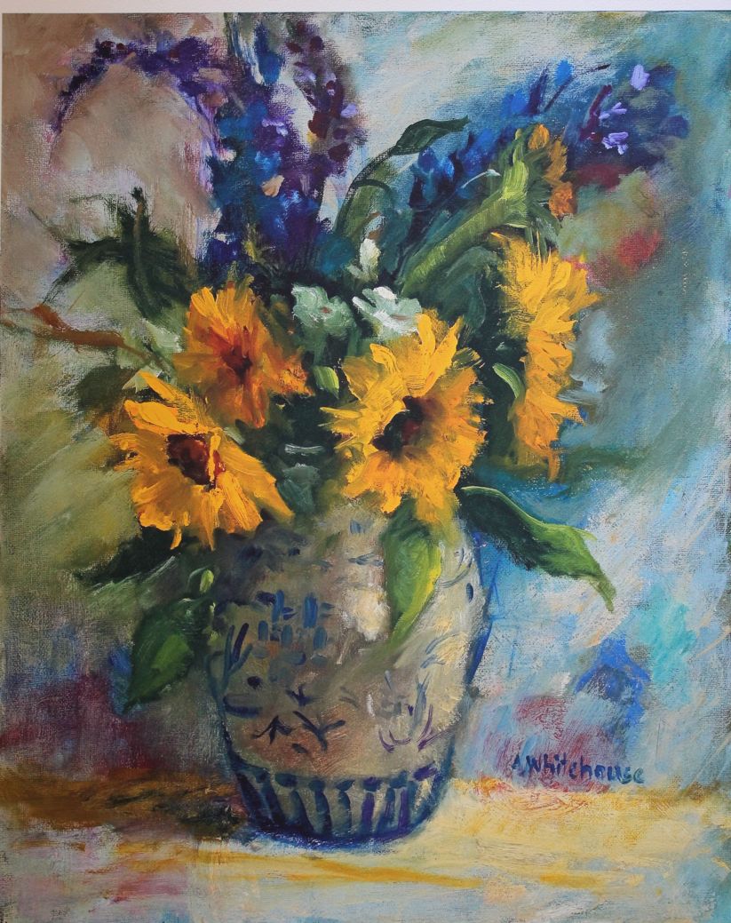 823x1039 Sunflowers In Vase, High Resolution Print Of Oil Painting - High Res Painting