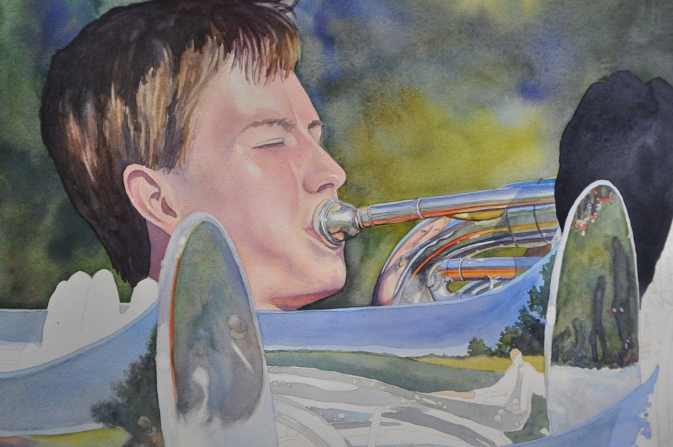 965x641 Watercolor Reflections Watercolor Painting Of Baritones Part 3 - High School Painting