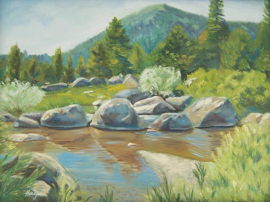 900x674 High Sierra Creek Painting By Donna Hays - High Sierra Painting