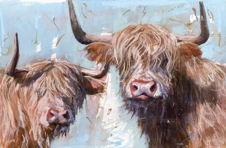 737x481 Highland Cows - Highland Cattle Painting