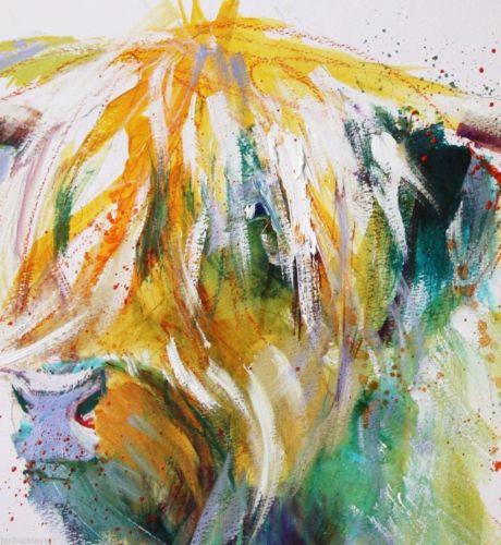 460x500 Jen Buckley Art Signed Print Of My Original Highland Cow Painting - Highland Cattle Painting