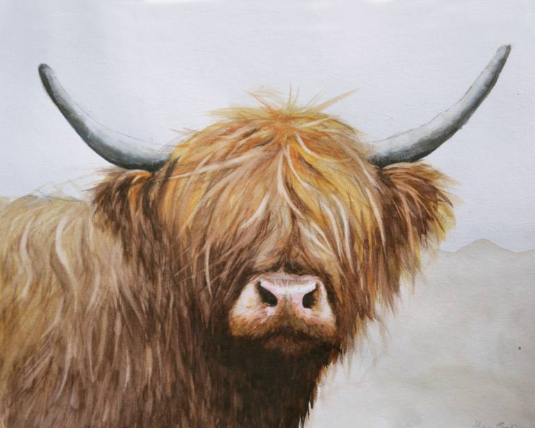 770x616 Saatchi Art Highland Cow Painting By Alison Brodie - Highland Cattle Painting