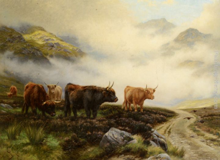 720x523 Wright Barker Highland Cattle In A Pass Painting Anysize 50% Off - Highland Cattle Painting