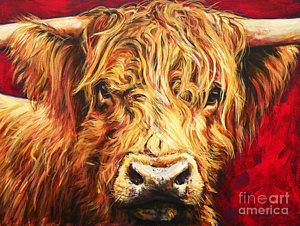 300x226 Highland Cattle Paintings Fine Art America - Highland Cow Painting