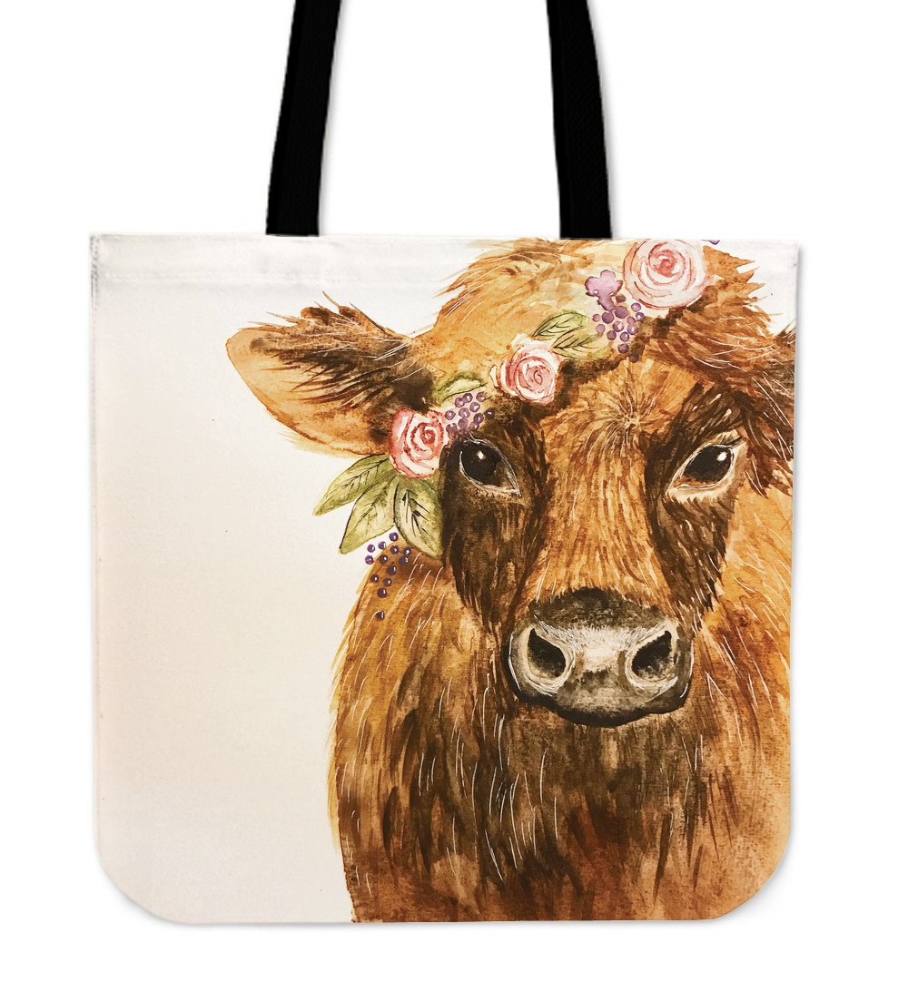 1000x1093 Highland Cow Painting P4 Tote Bag Shop For Farmer - Highland Cow Painting