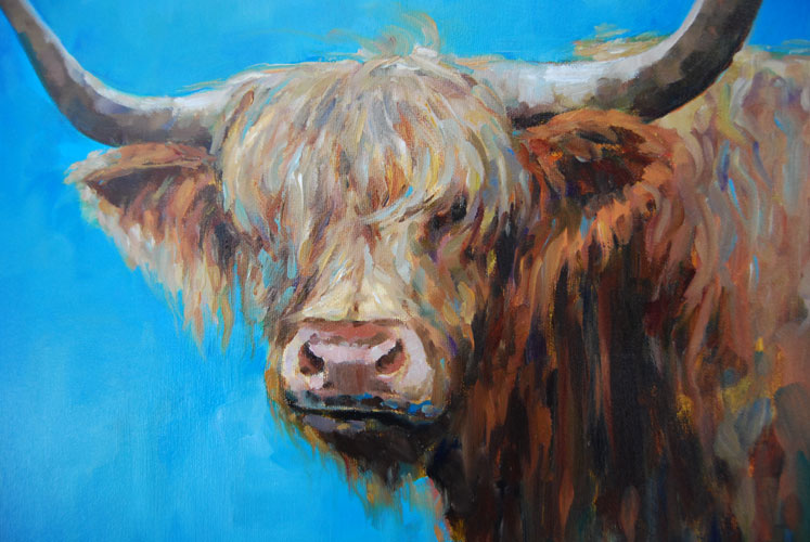 747x500 Linda Johnson, Animal And Pet Paintings Collection Gallery Page 1 - Highland Cow Painting