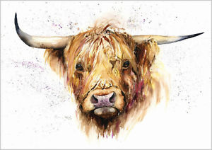 300x212 Helen Rose Limited Print Of My Highland Cow Animal Art Watercolour - Highland Cow Painting