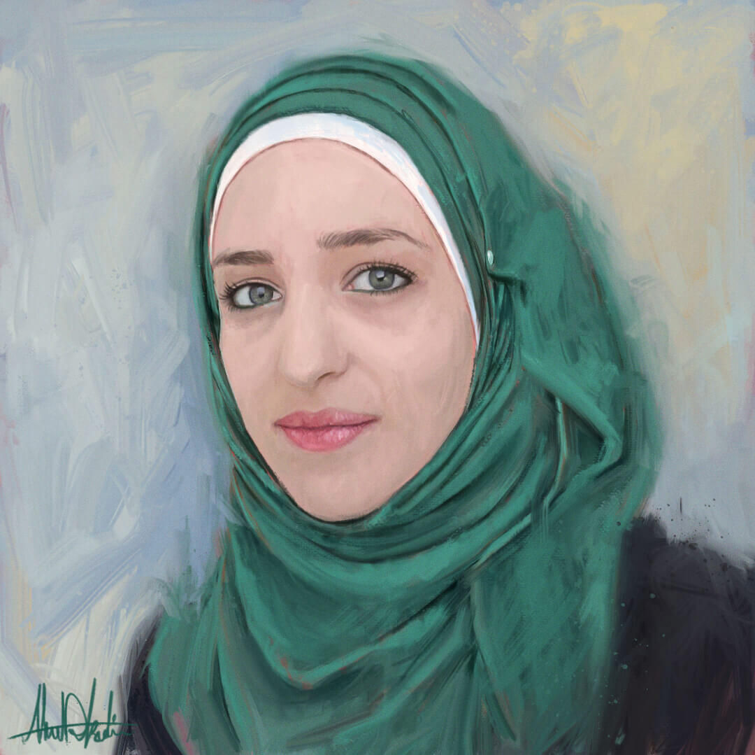 1080x1079 Muslim Girl Islam Dress Green Hijab Hejab Portrait Painted Bu - Hijab Painting