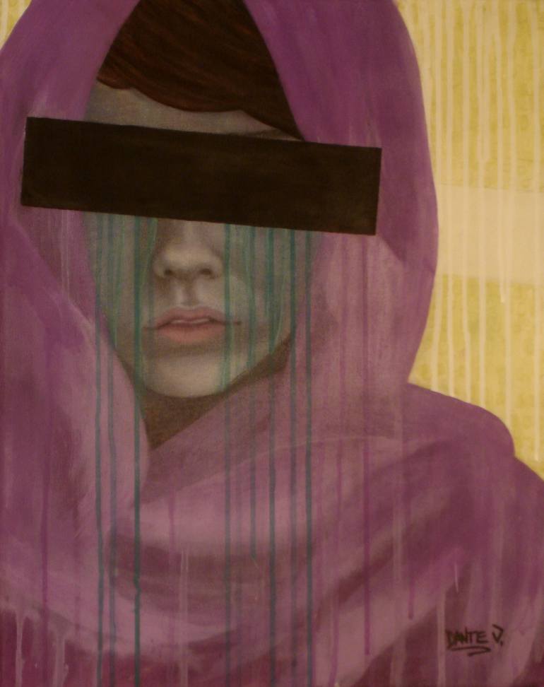 770x972 Saatchi Art Censored Hijab Girl Painting By Dante Dalentino - Hijab Painting