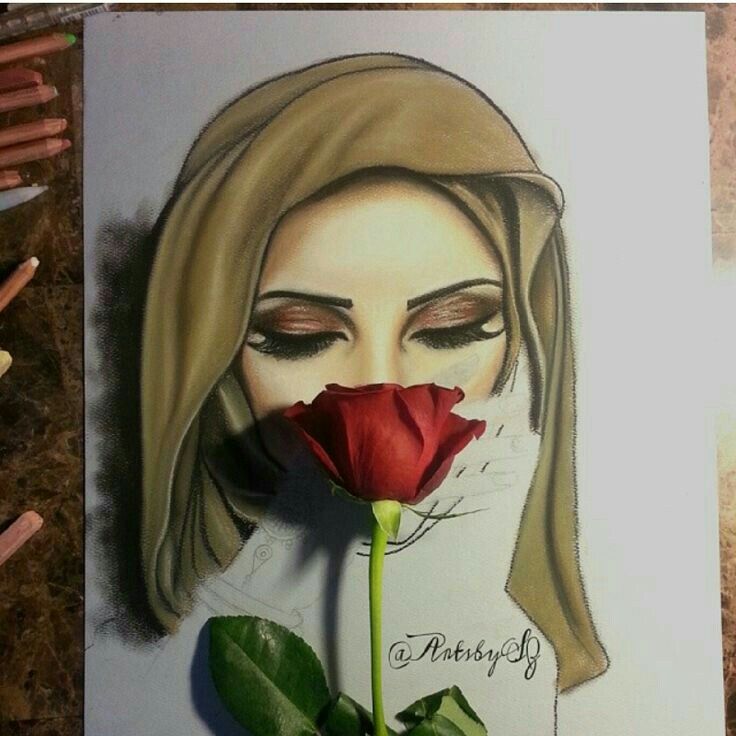 736x736 What A Amazing Painting Suhani Pencil Paintings - Hijab Painting