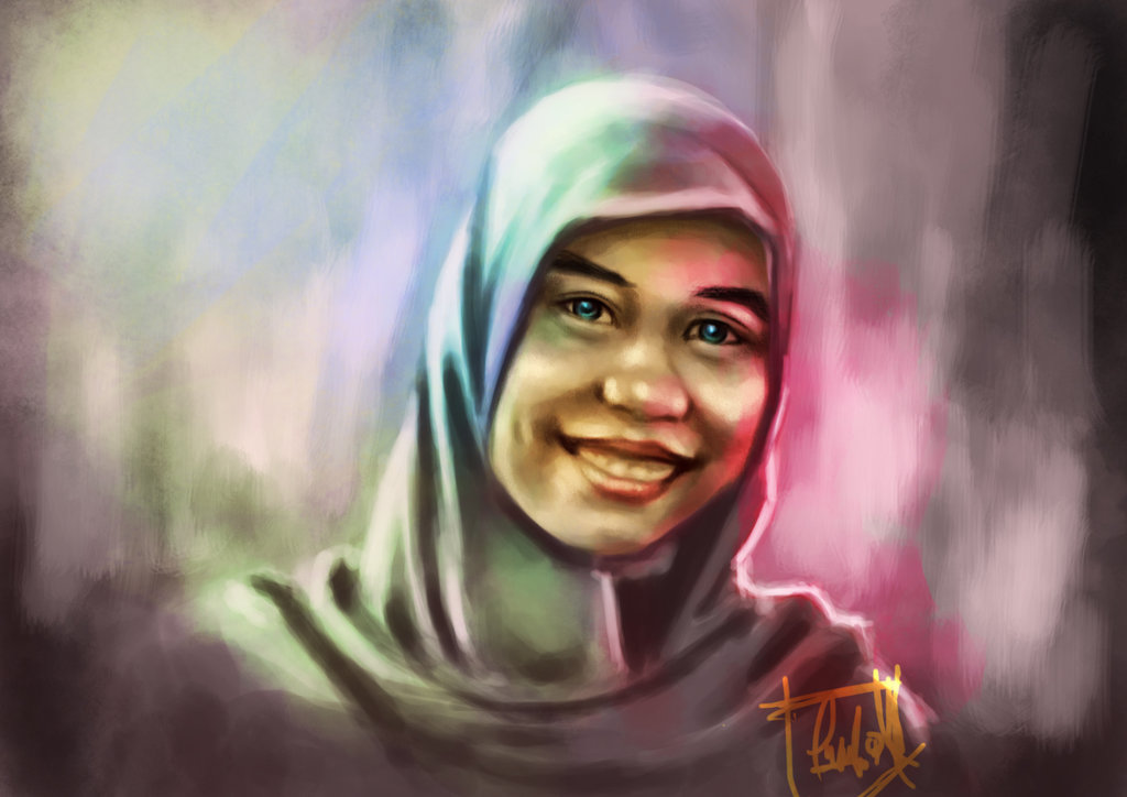 1024x724 Hijab Girl Painting By Kancutboy - Hijab Painting
