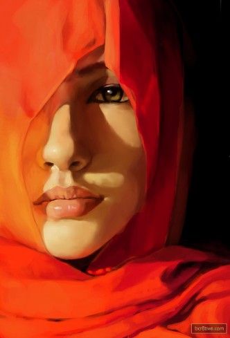 332x489 Hijab Fine Art Painting Chandra Collection Art - Hijab Painting
