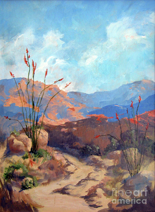 659x900 Hiking The Santa Rosa Mountains Painting By Maria Hunt - Hiking Painting