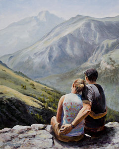 240x300 Soul Mates Painting By Mary Giacomini - Hiking Painting