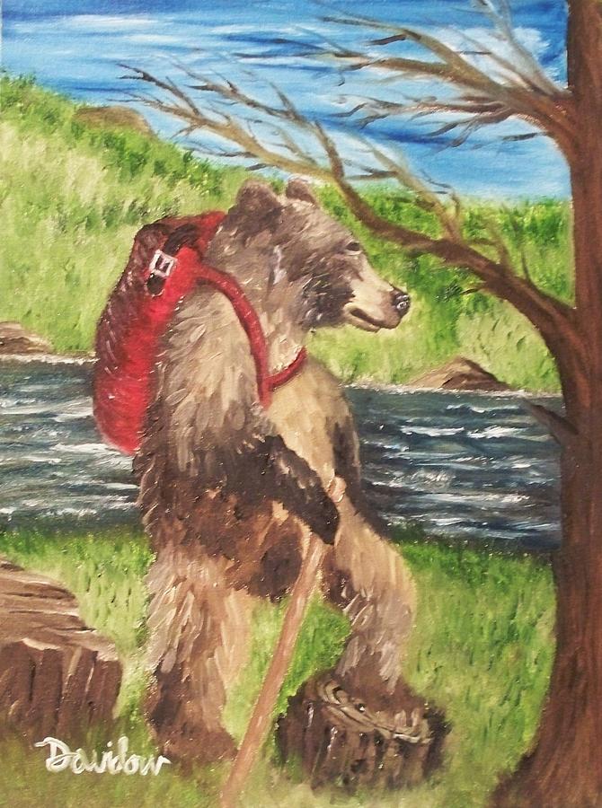 670x900 Hiking Bear Painting By Bill Davidow - Hiking Painting