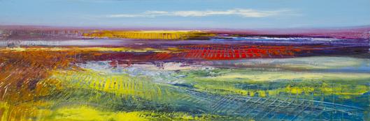 529x174 Flamboyant Hill Play Oil Painting Lake Effect Gallery - Hill Painting