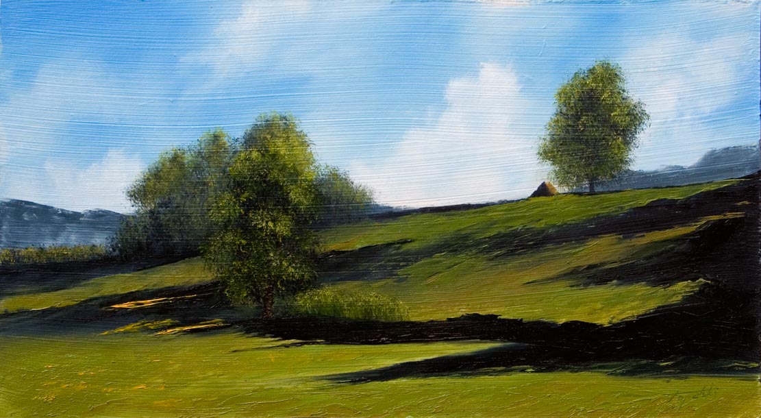 1111x610 Green Hills Oil Painting Fine Arts Gallery - Hill Painting