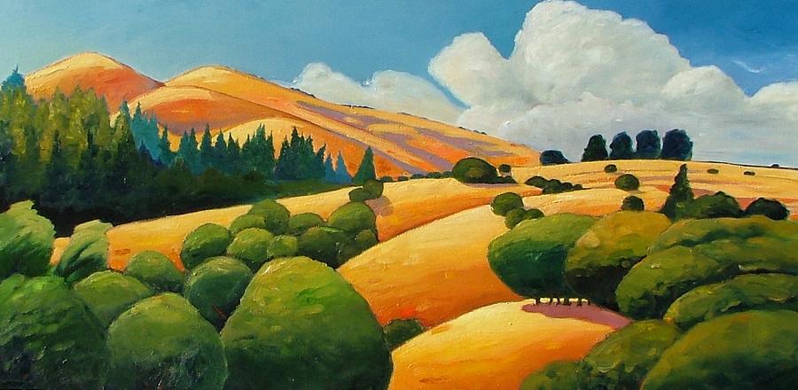 900x440 More Clouds Over Windy Hill Painting By Gary Coleman - Hill Painting