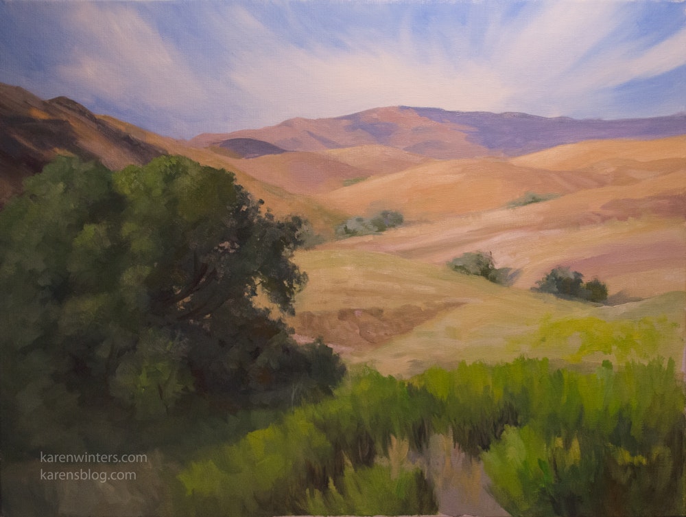 1000x753 To Walk Through Hills Of Gold California Rolling Hills Oil - Hill Painting