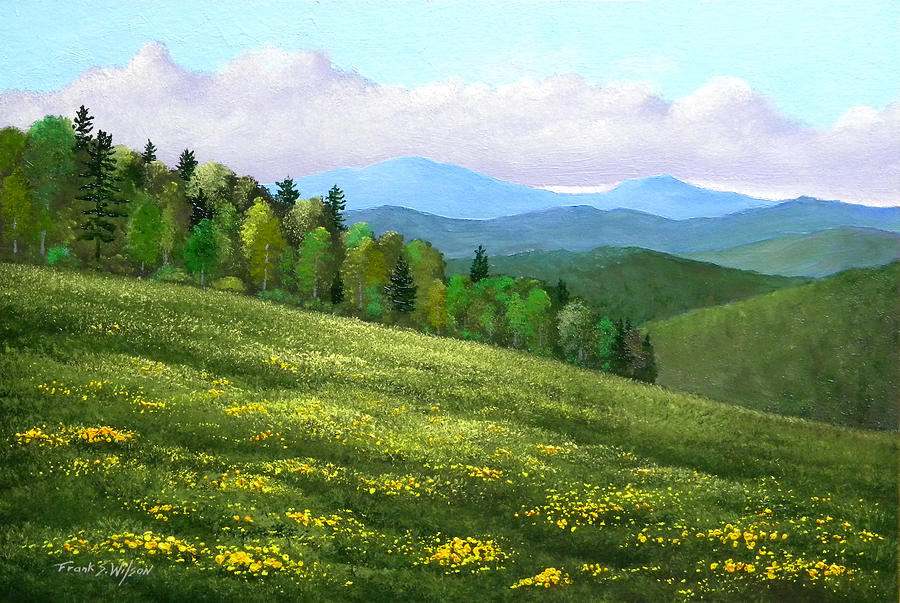 900x603 Dandelion Hill Painting By Frank Wilson - Hill Painting